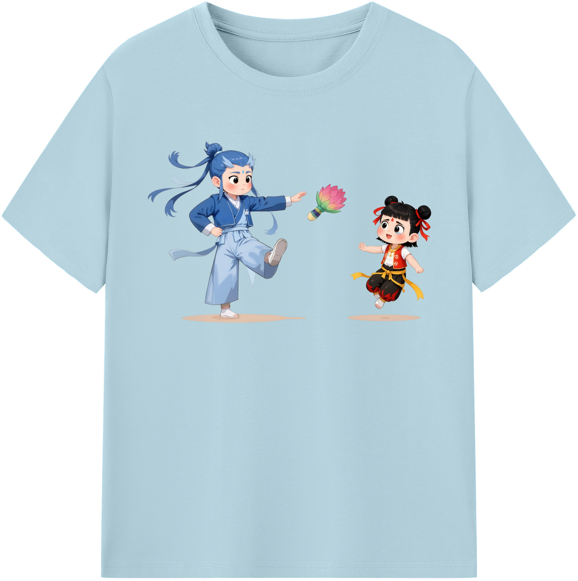 （画像用） Ne Zha 2 ナタ 魔童の大暴れ 綿100％半袖Tシャツ（フロントプリント）